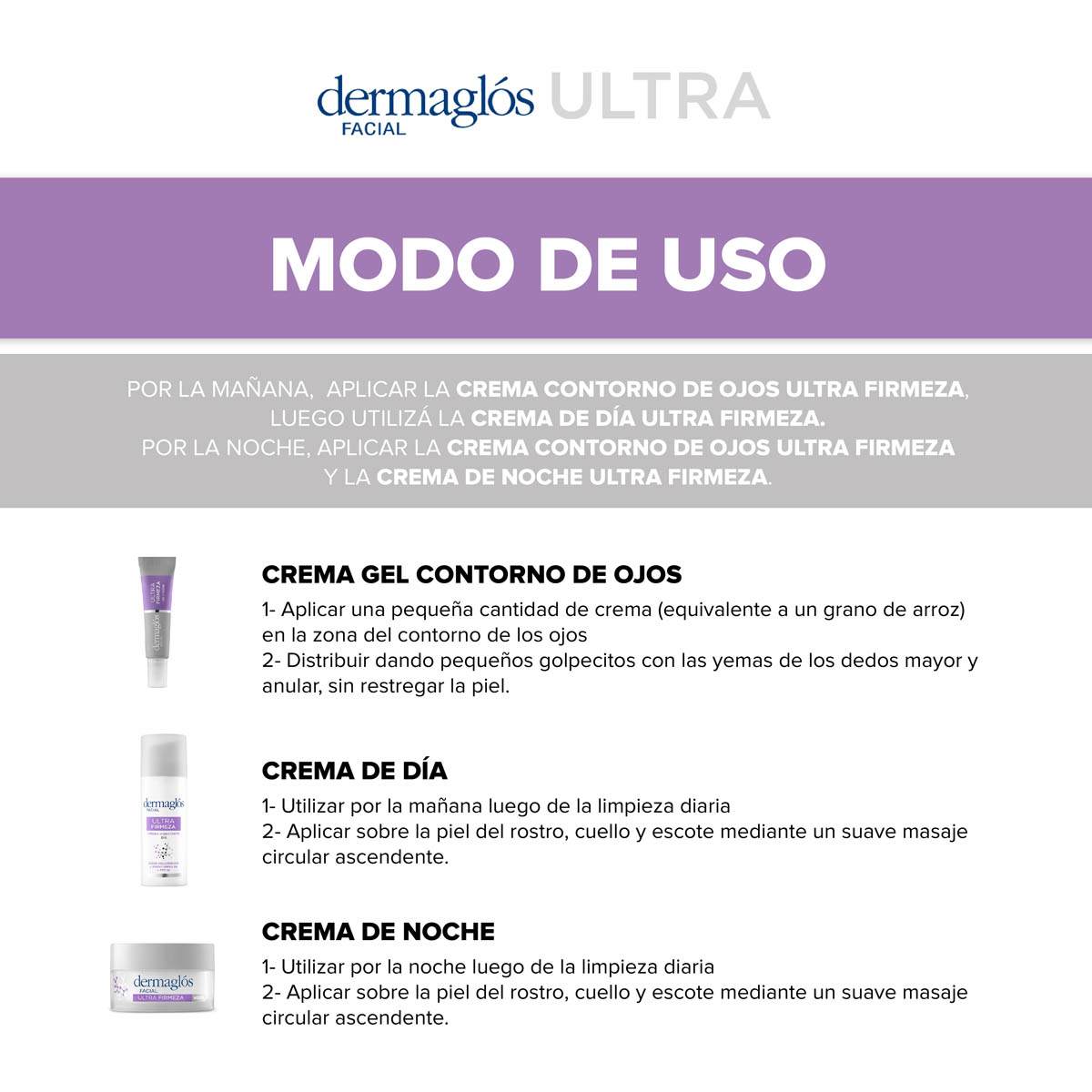 Kit Facial Dermaglós Ultra Firmeza Crema Día y Noche Ojos image number 4