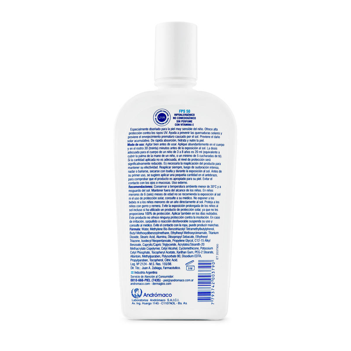 Protector Solar Niños Dermaglós FPS 50 emulsión 180 ml image number 2