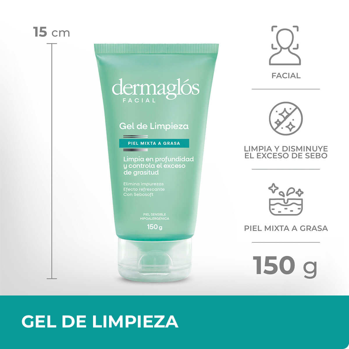 Dermaglós Facial Gel de Limpieza Piel Mixta a Grasa 150 g image number 9