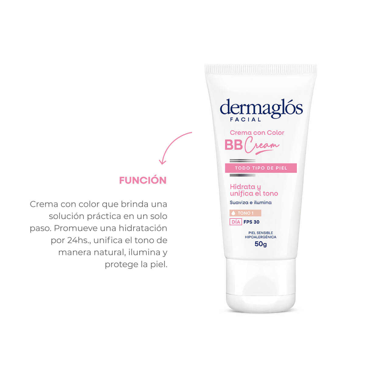 Dermaglós Facial Crema con color BB Cream Tono Claro con FPS 30 50 g image number 8