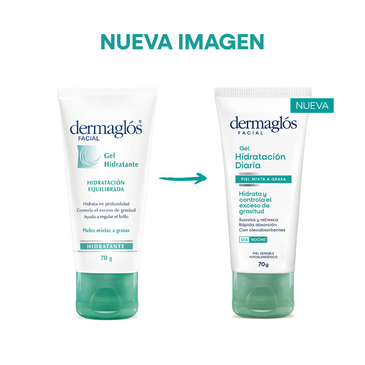 Dermaglós Facial Gel Hidratación Diaria Piel Mixta a Grasa 70 g image number 2