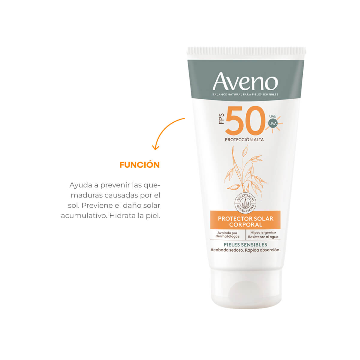 Protector Solar Aveno Emulsión Corporal FPS 50 175 ml image number 2
