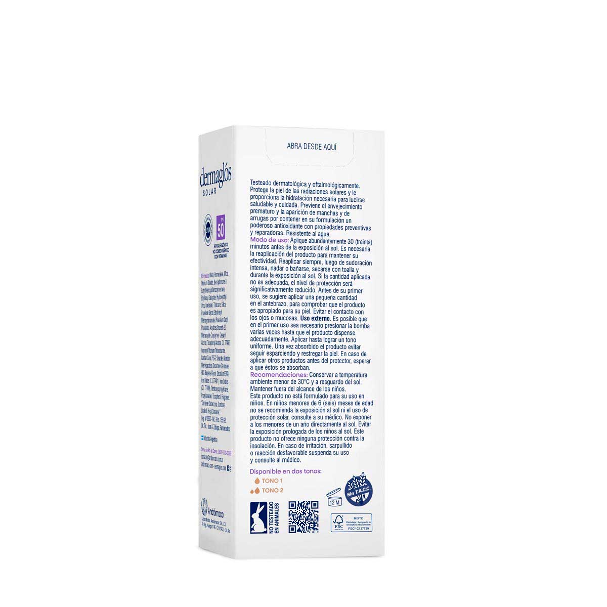 Protector Solar Facial Dermaglós FPS 50 Tono 2 crema 50 g image number 4