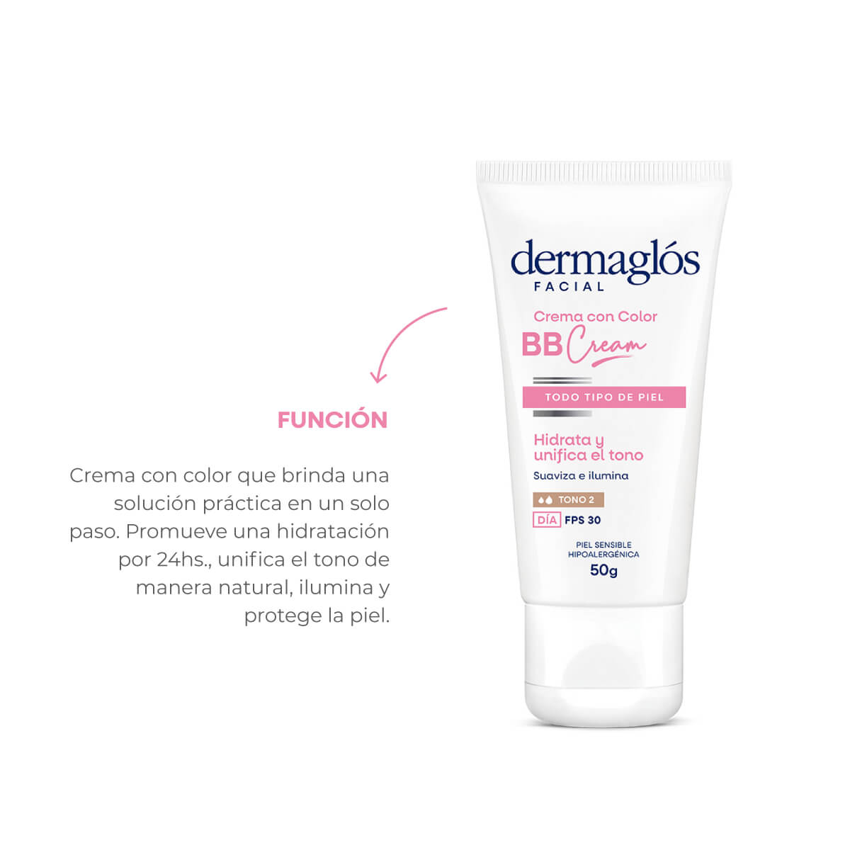 Dermaglós Facial Crema con Color BB Cream Tono Medio con FPS 30 50 g image number 4