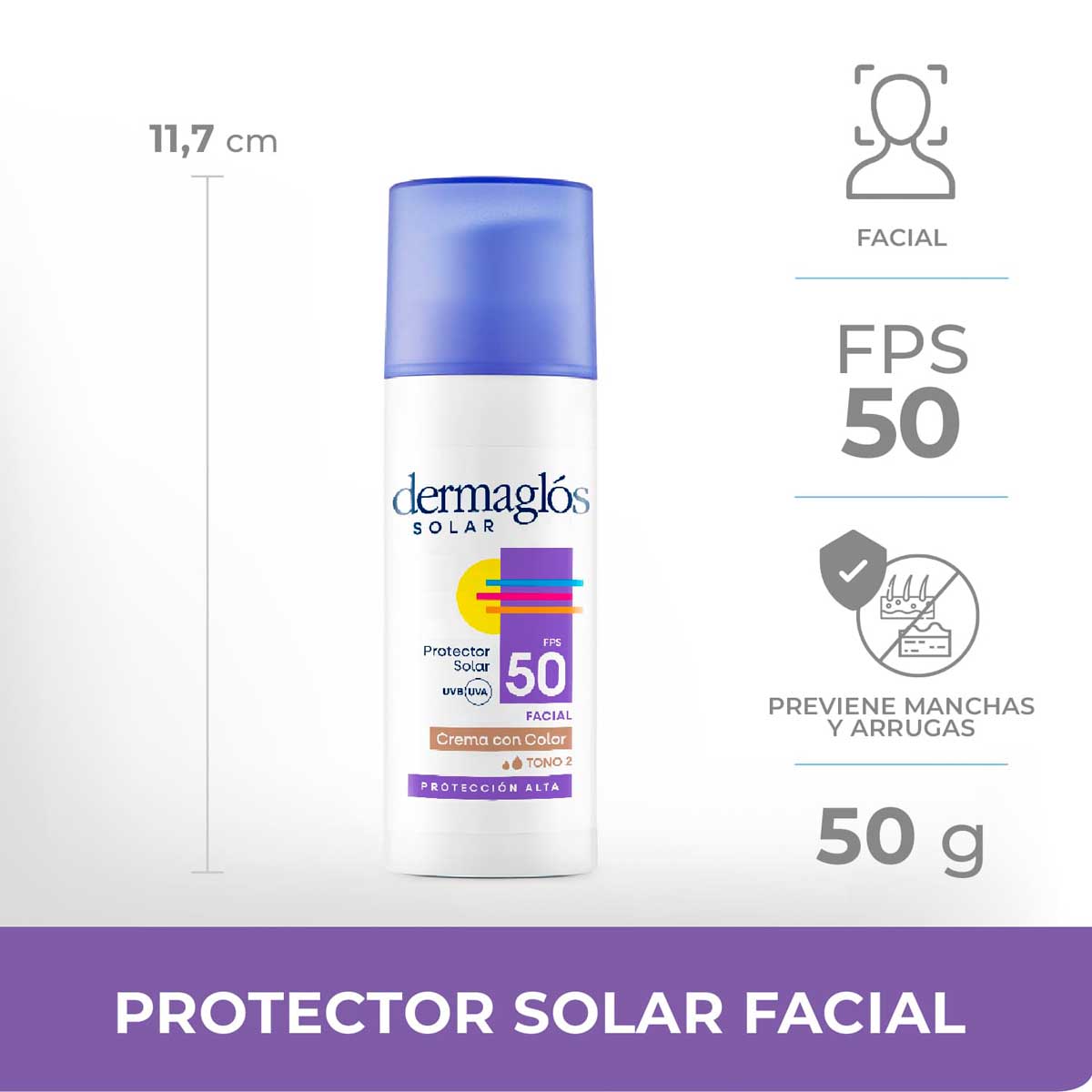 Protector Solar Facial Dermaglós FPS 50 Tono 2 crema 50 g image number 9