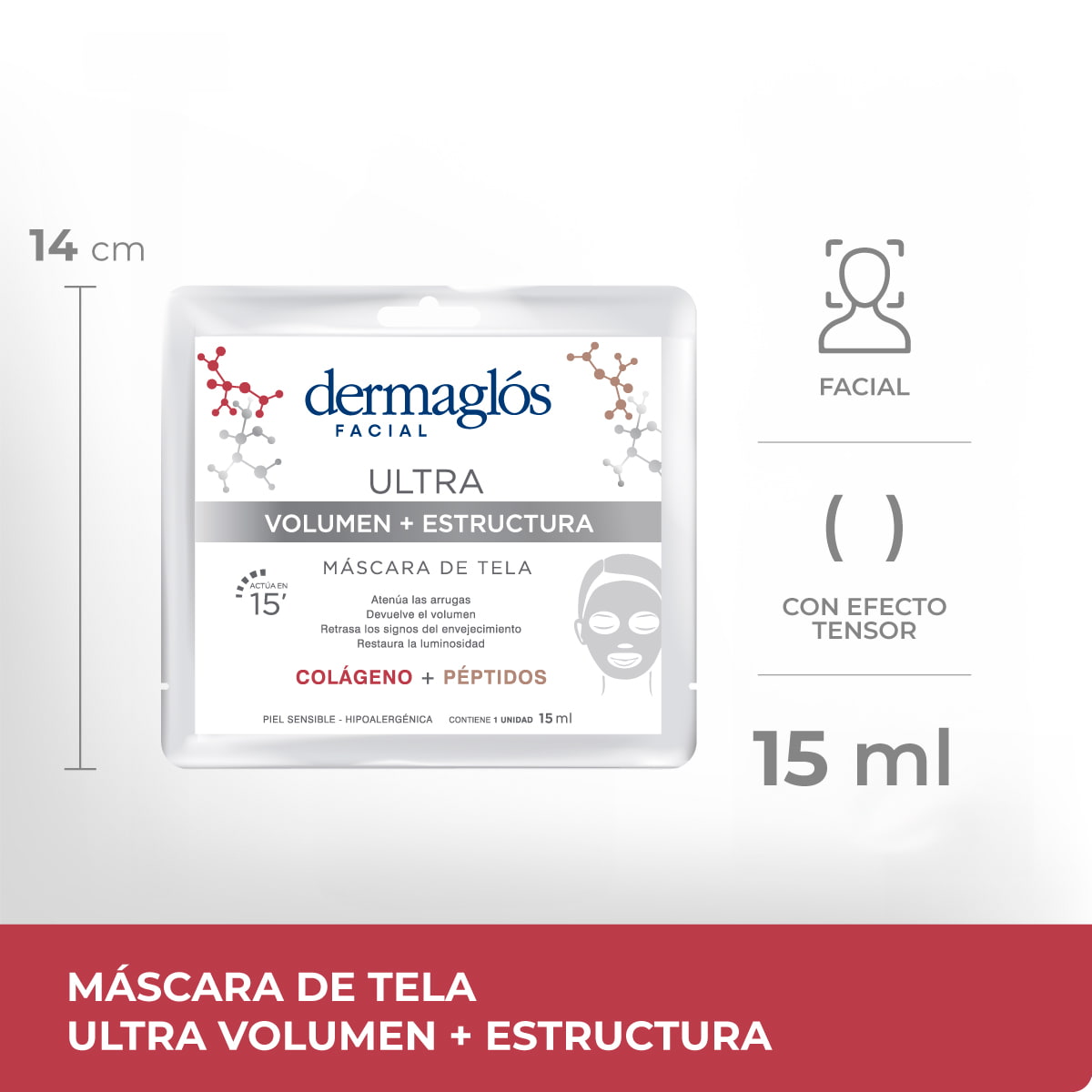 Máscara de Tela Dermaglós Ultra Volumen + Estructura 15 ml image number 4