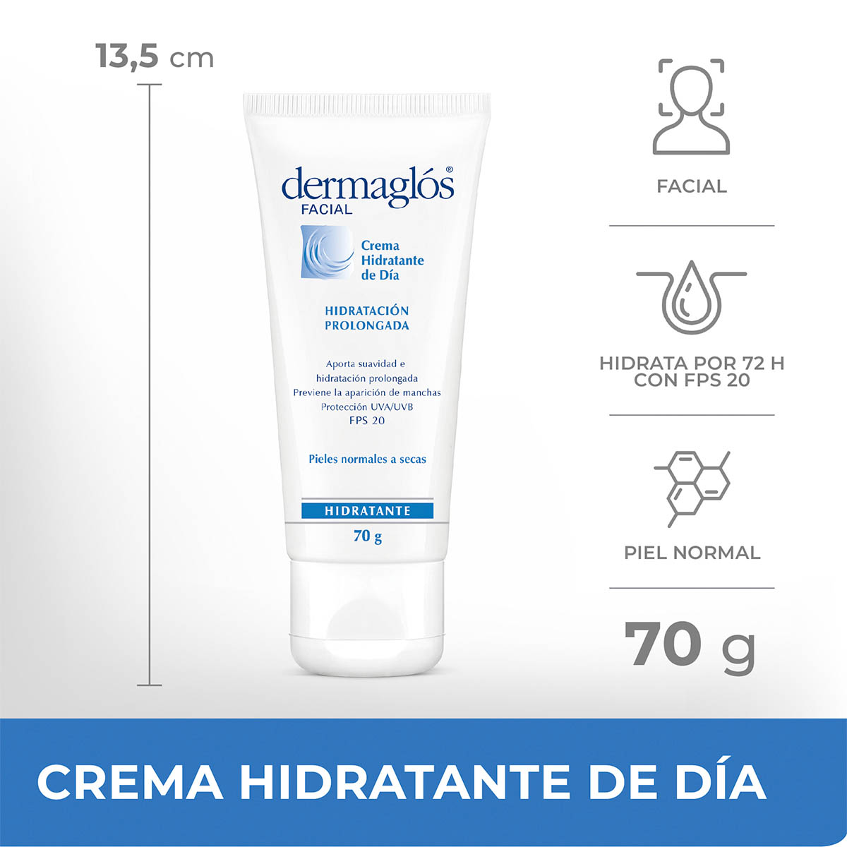Dermaglós Facial Crema Hidratación Diaria FPS 20 Piel Equilibrada a Seca 70 g