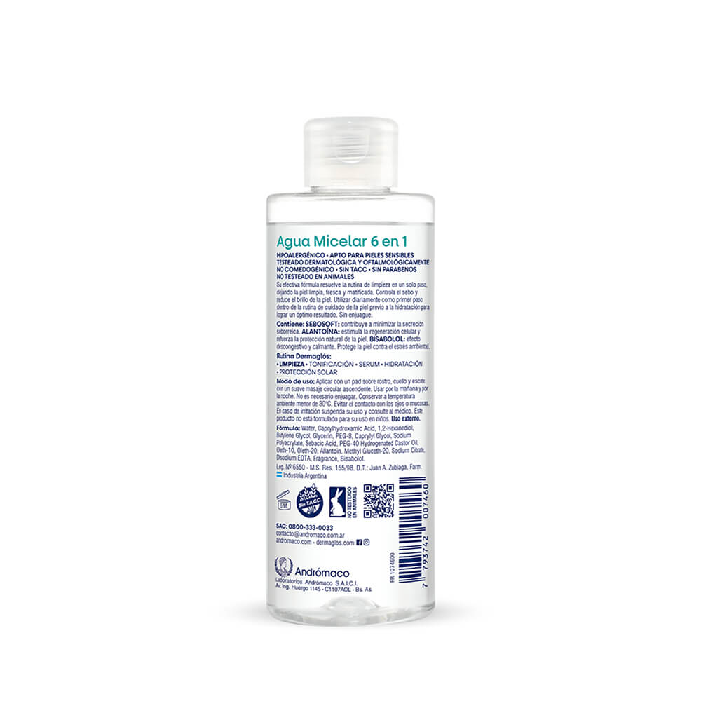 Dermaglós Facial Agua Micelar Piel Mixta a Grasa 200 ml