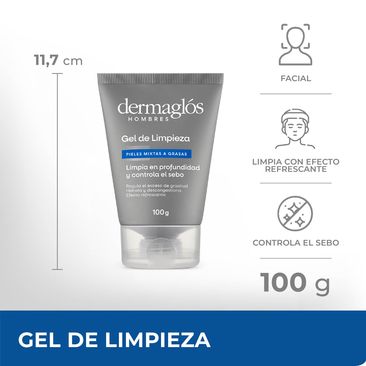 Dermaglós Hombres Gel de Limpieza 100 g image number 5