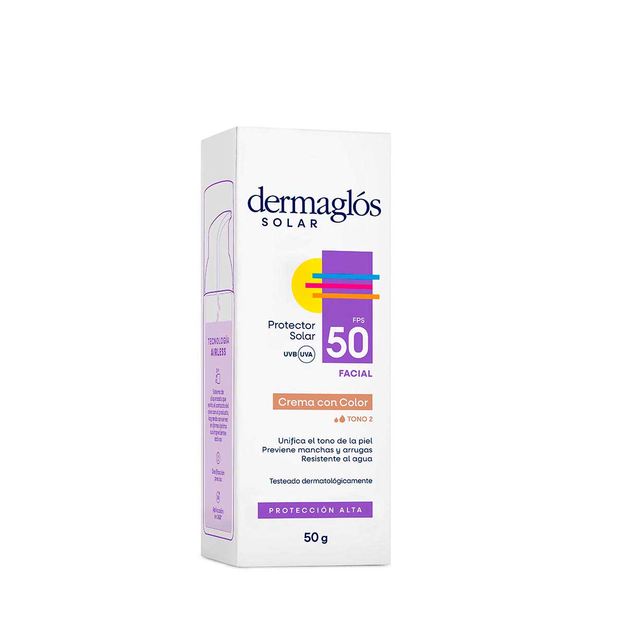 Protector Solar Facial Dermaglós FPS 50 Tono 2 crema 50 g image number 3