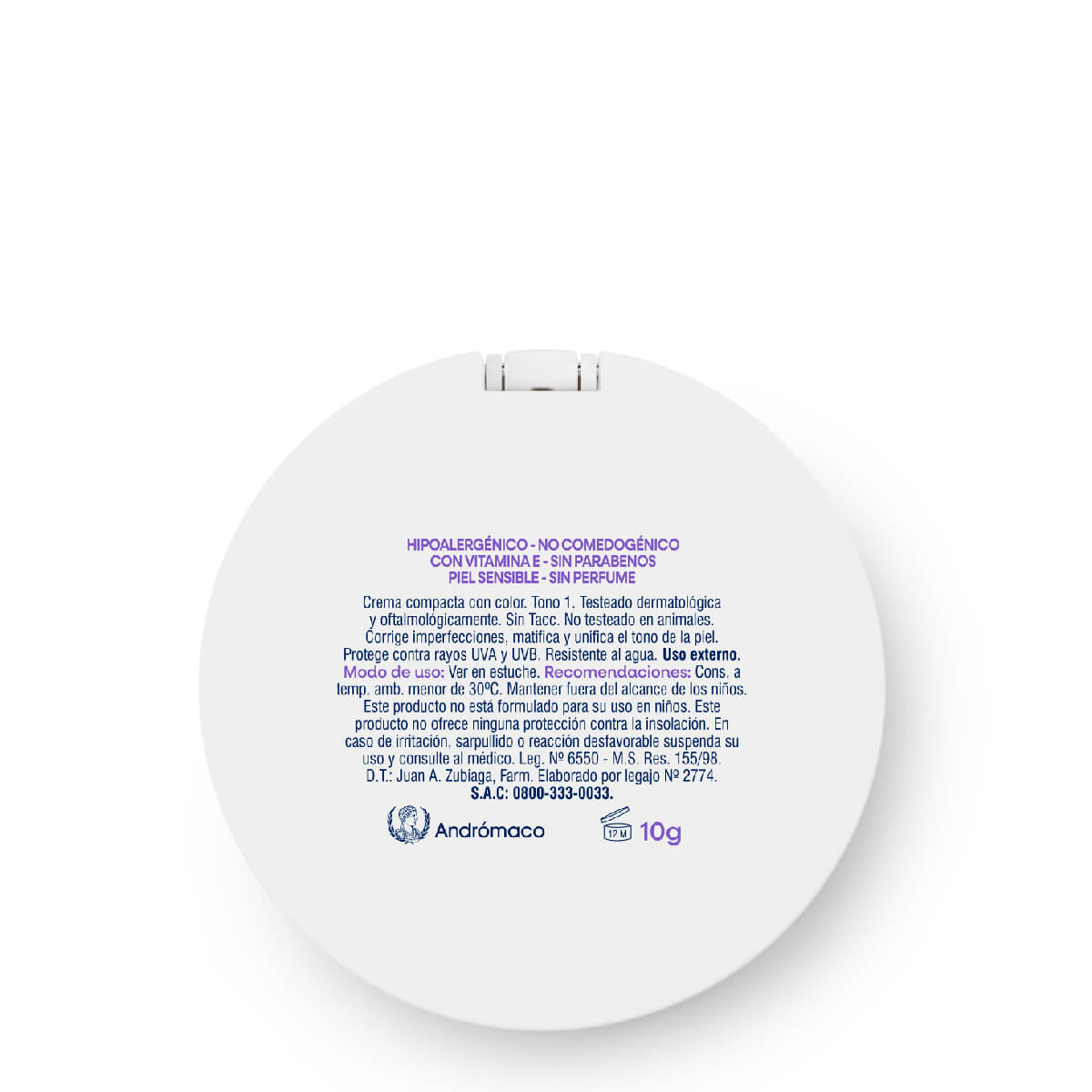Protector Solar Facial Crema Compacta FPS 50 con Color Tono 1