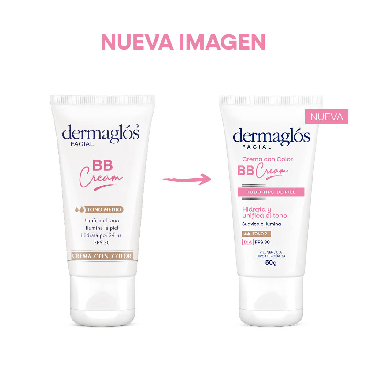 Dermaglós Facial Crema con Color BB Cream Tono Medio con FPS 30 50 g image number 2