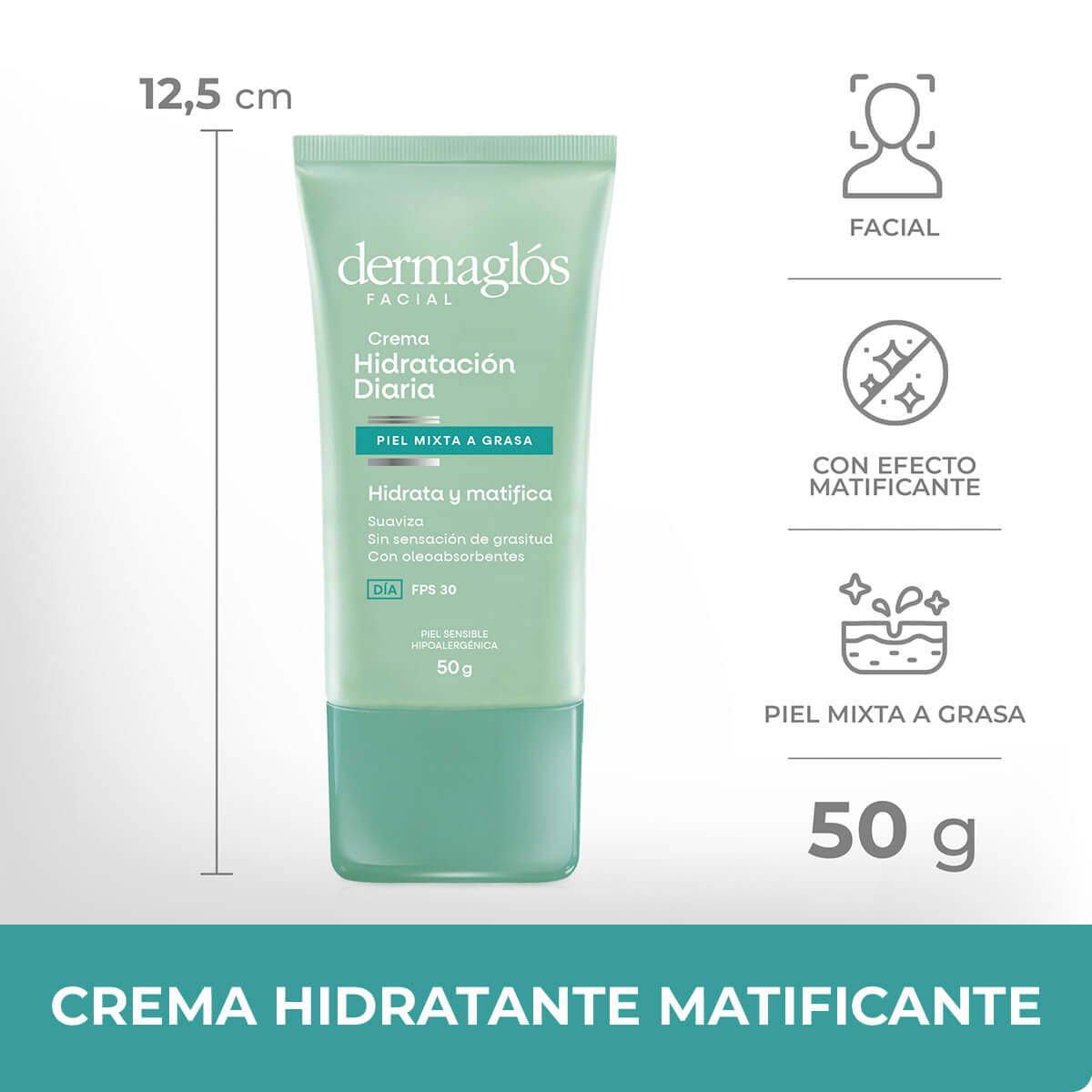 Dermaglós Facial Crema Hidratación Diaria FPS 30 Piel Mixta a Grasa 50 g image number 9