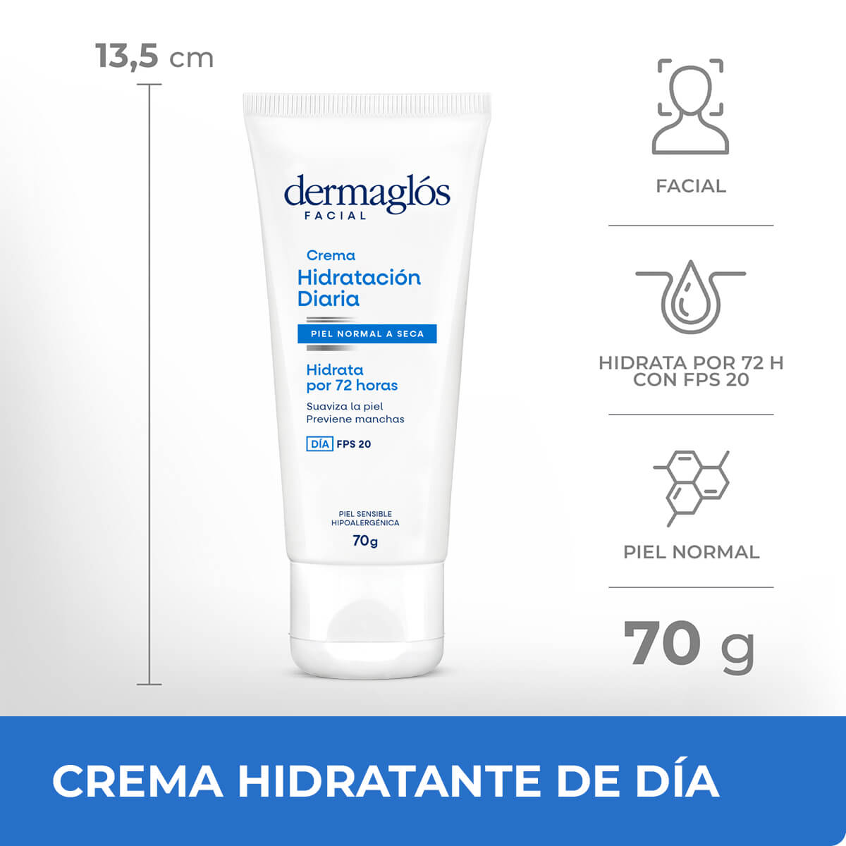 Dermaglós Facial Crema Hidratación Diaria FPS 20 Piel Equilibrada a Seca 70 g image number 9