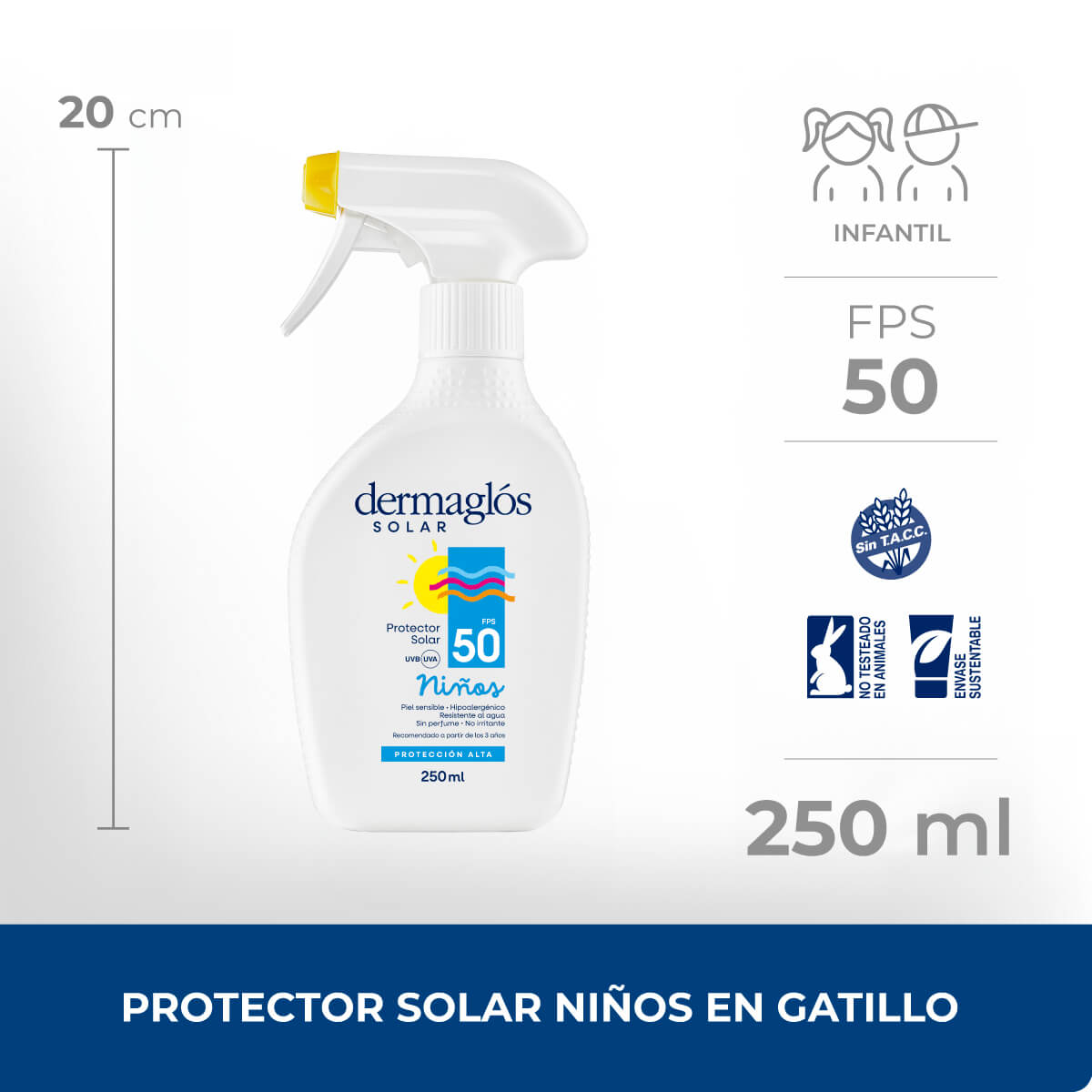 Protector Solar Niños Dermaglós FPS 50 Gatillo 250 ml image number 5