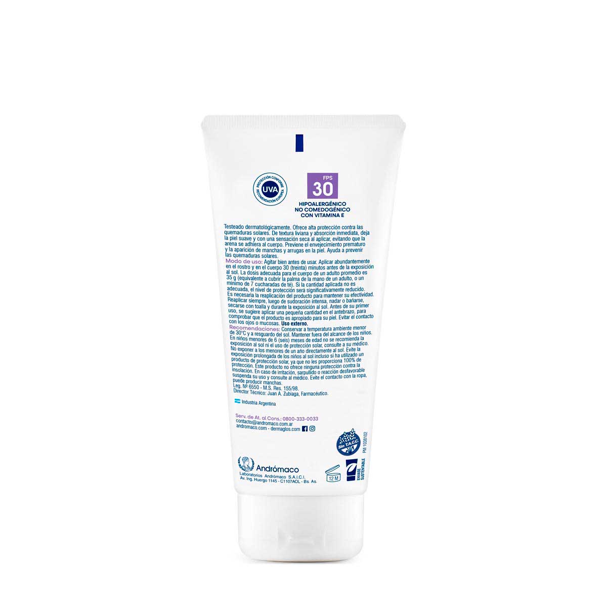 Protector Solar Dermaglós FPS 30 efecto seco crema 180 g