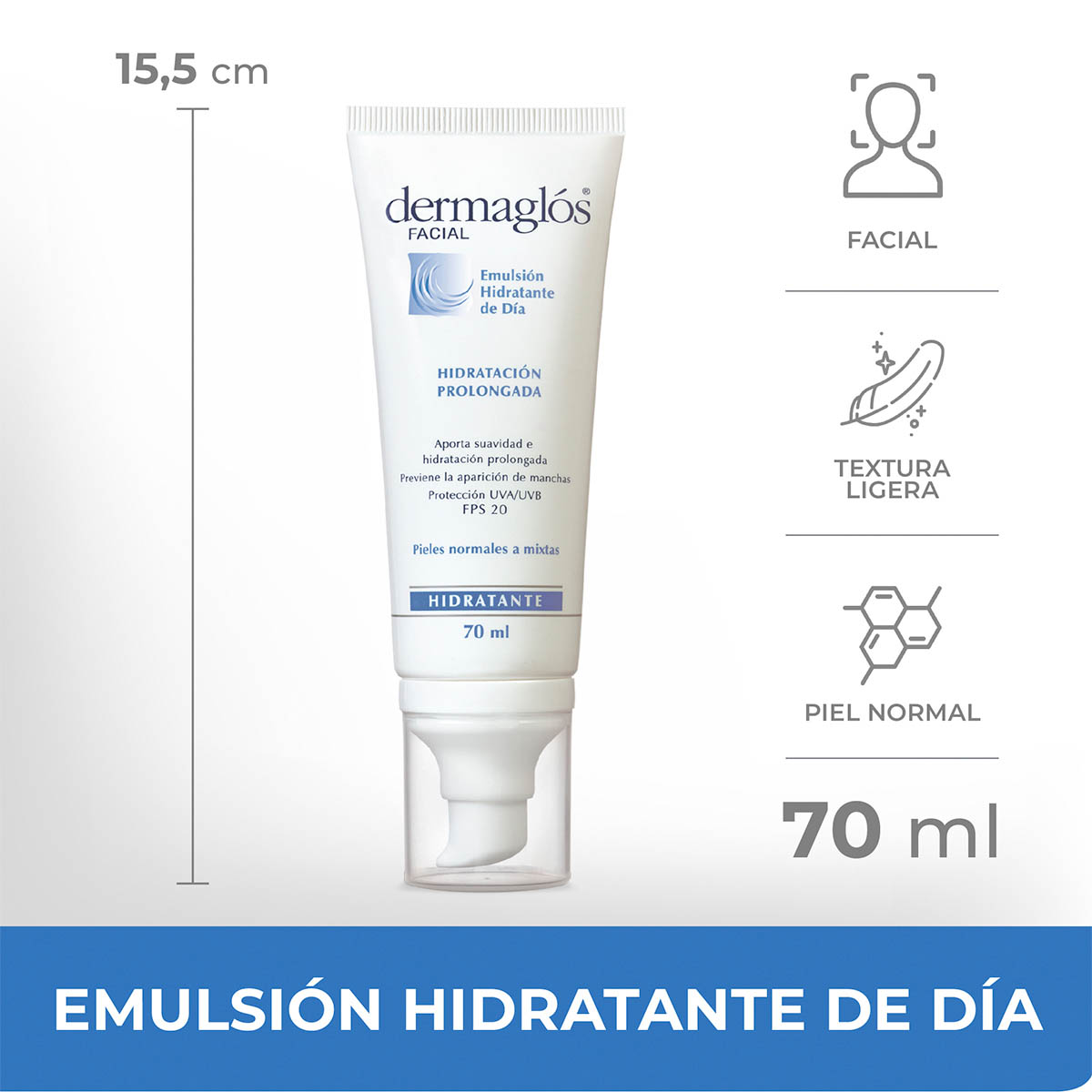 Dermaglós Facial Emulsión Hidratación Diaria FPS 20 Piel Equilibrada a Mixta 70 ml