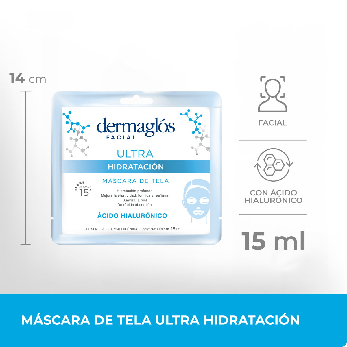Máscara de Tela Dermaglós Ultra Hidratación 15ml image number 4