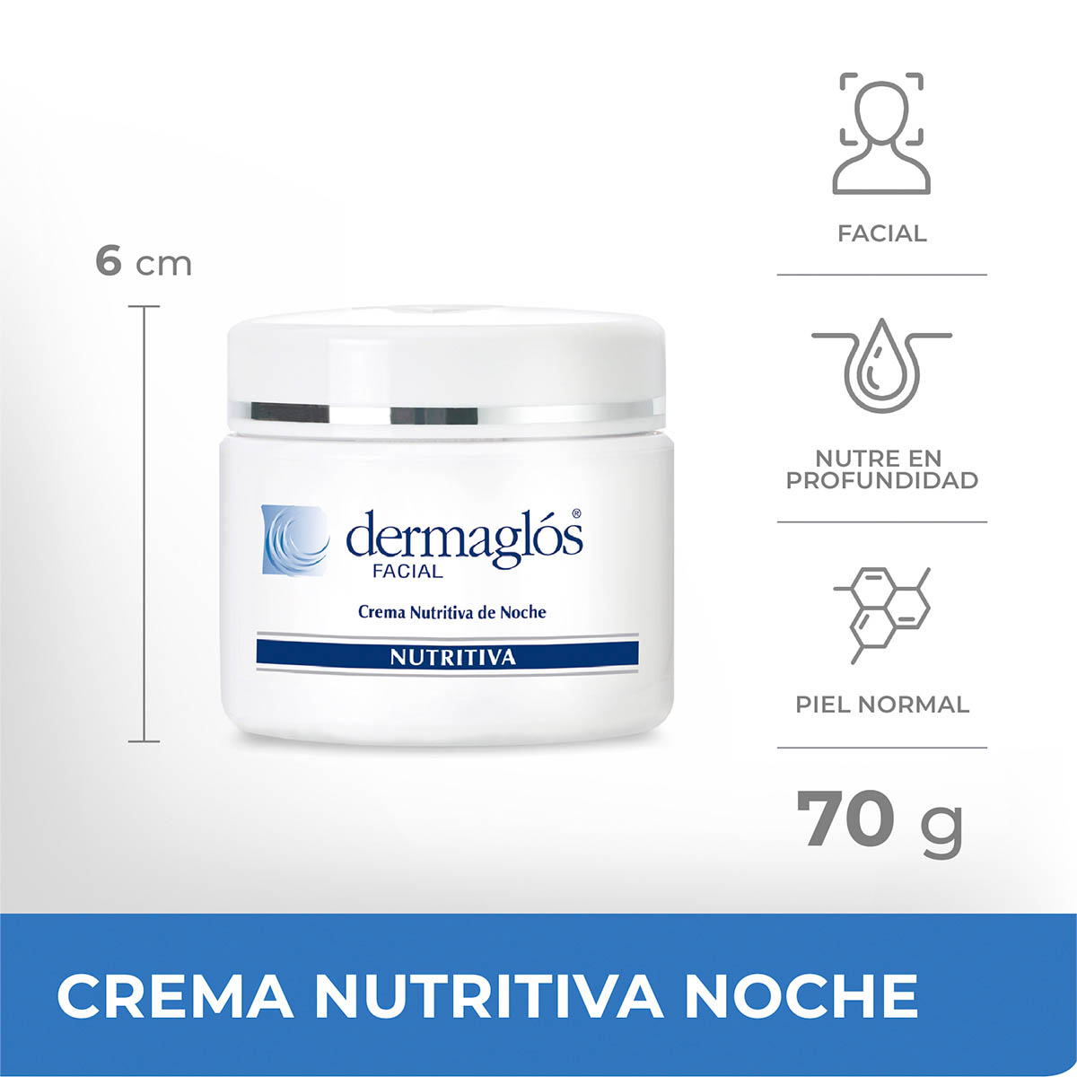 Dermaglós Facial Crema Nutritiva de Noche Piel Equilibrada 70 g