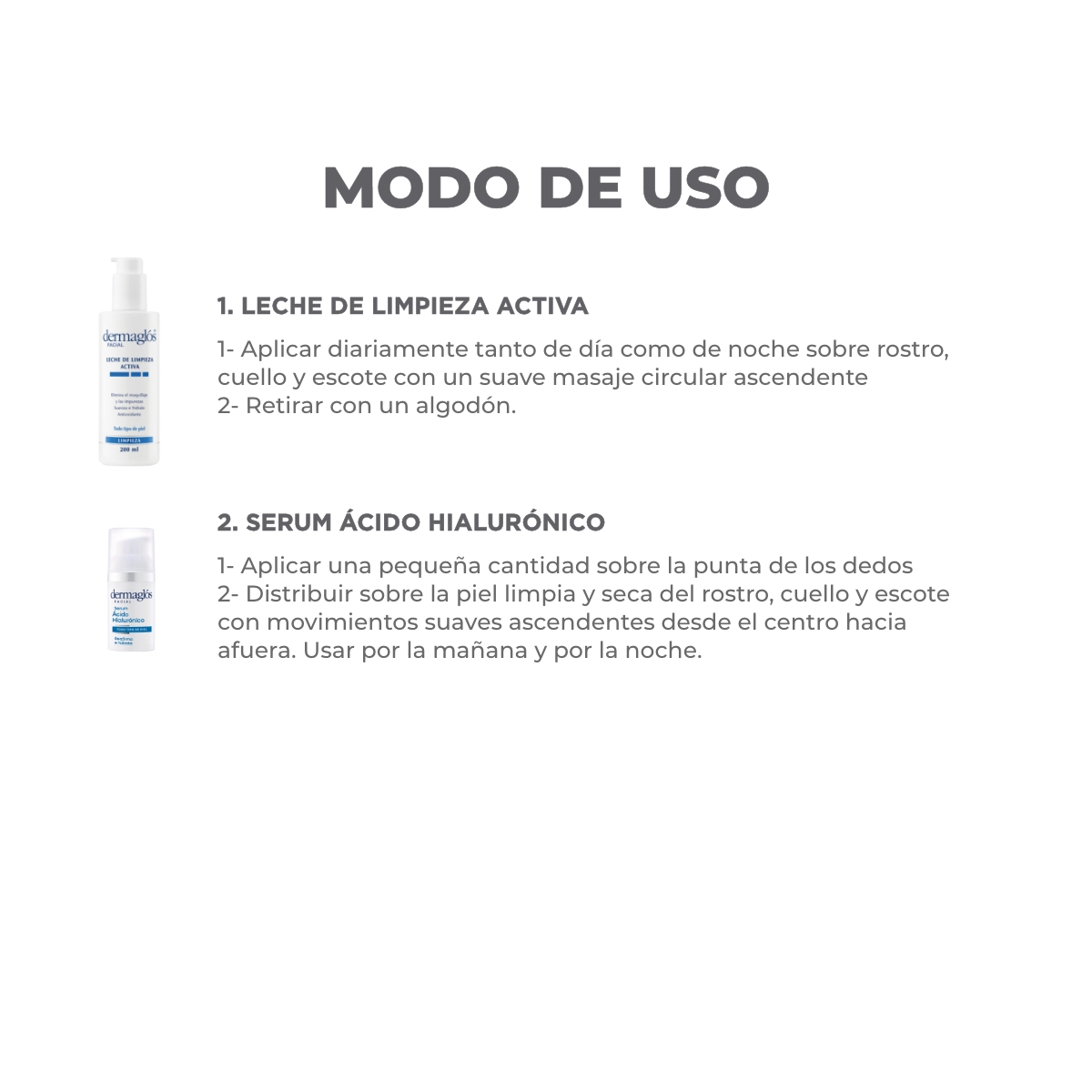 Kit Facial Dermaglós Leche de Limpieza Serum Ácido Hialurónico image number 5