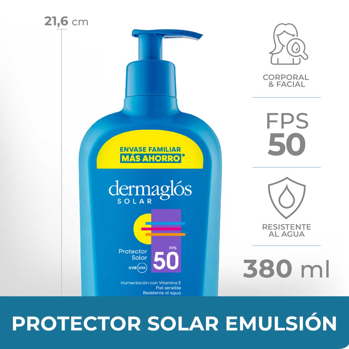  Dermaglós Solar Protector Solar con FPS 50 380 ml image number 3