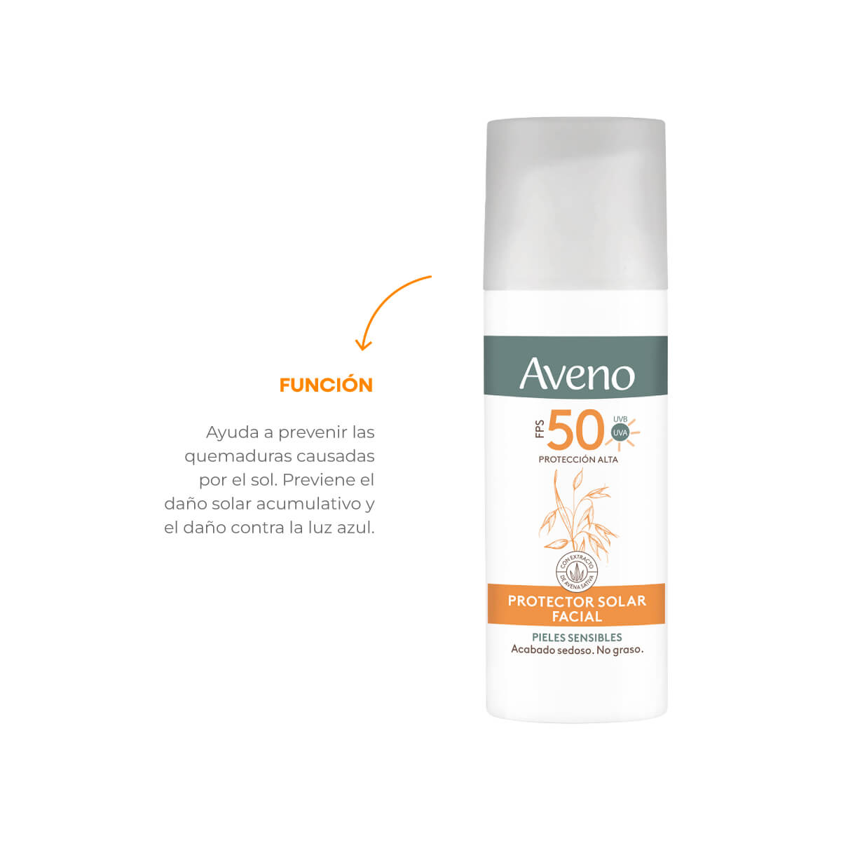 Protector Solar Aveno Crema Fluida Facial FPS 50 50 g image number 2