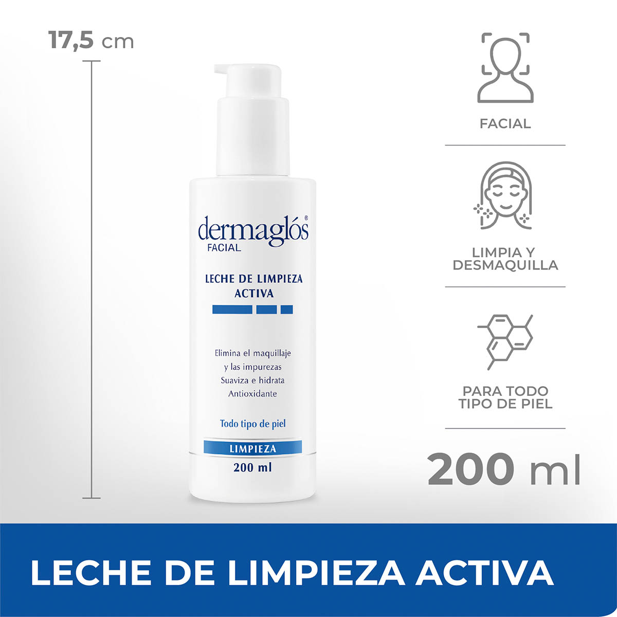 Dermaglós Facial Leche de Limpieza Activa 200 ml image number 1