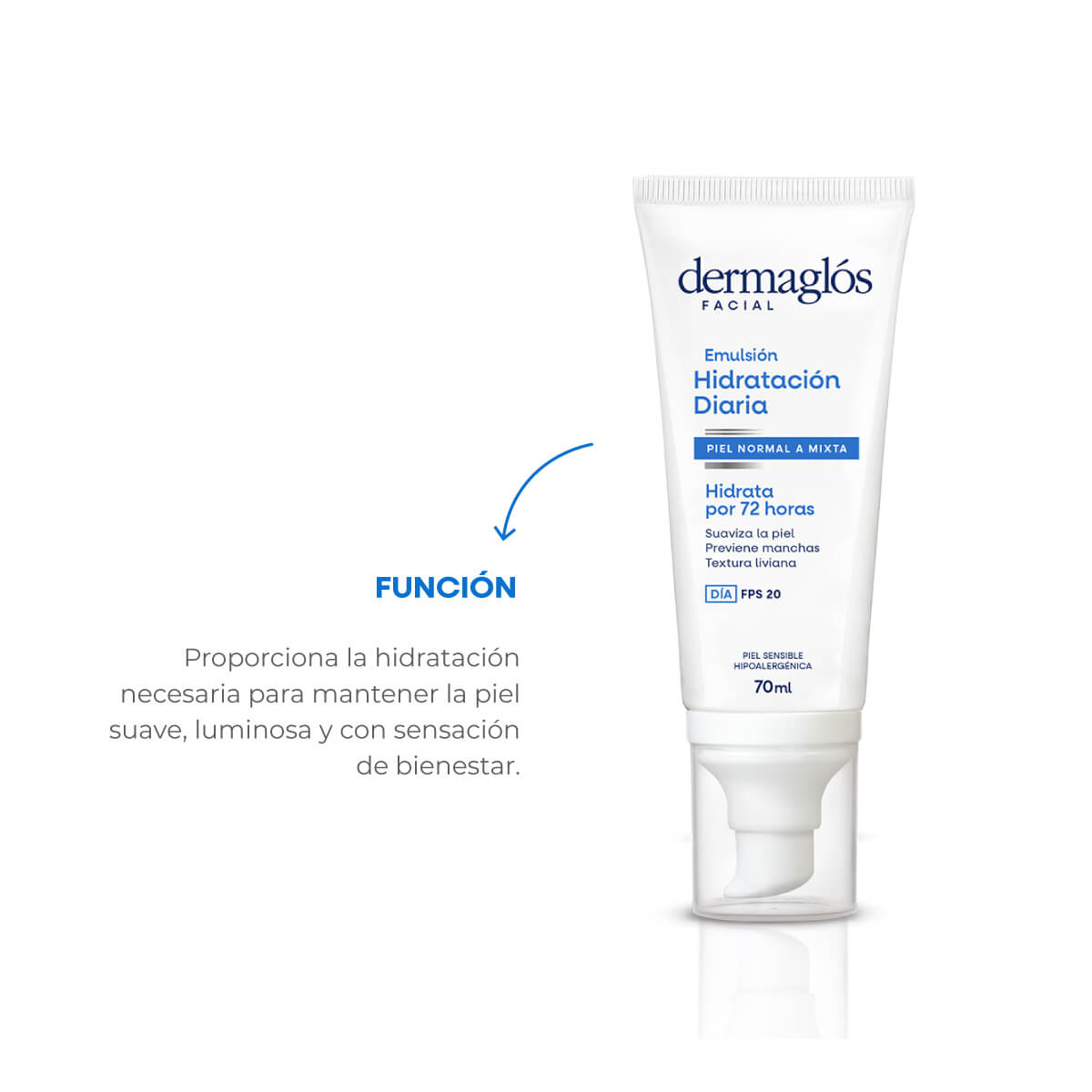 Dermaglós Facial Emulsión Hidratación Diaria FPS 20 Piel Equilibrada a Mixta 70 ml image number 9