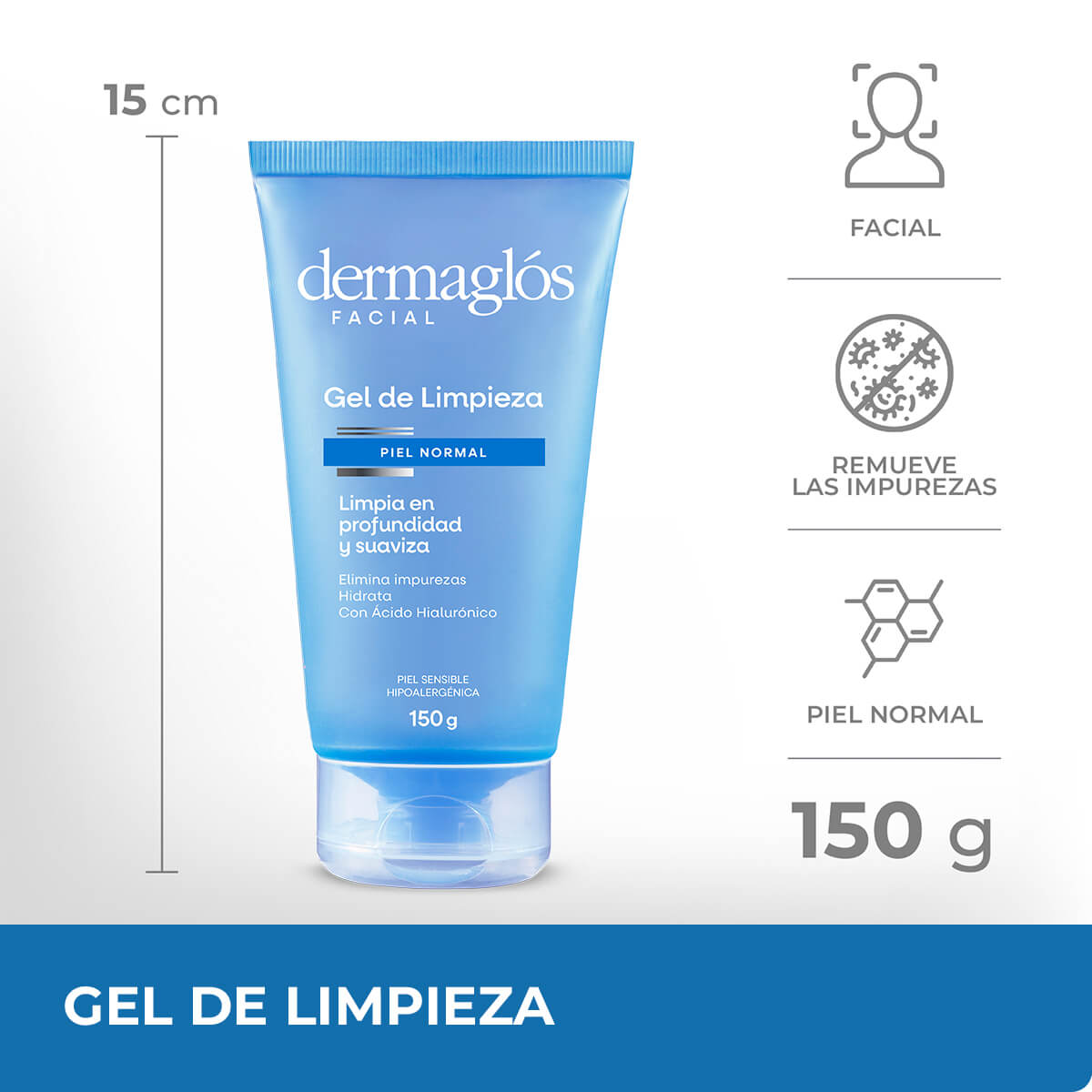 Dermaglós Facial Gel de Limpieza Piel Normal 150 g image number 8
