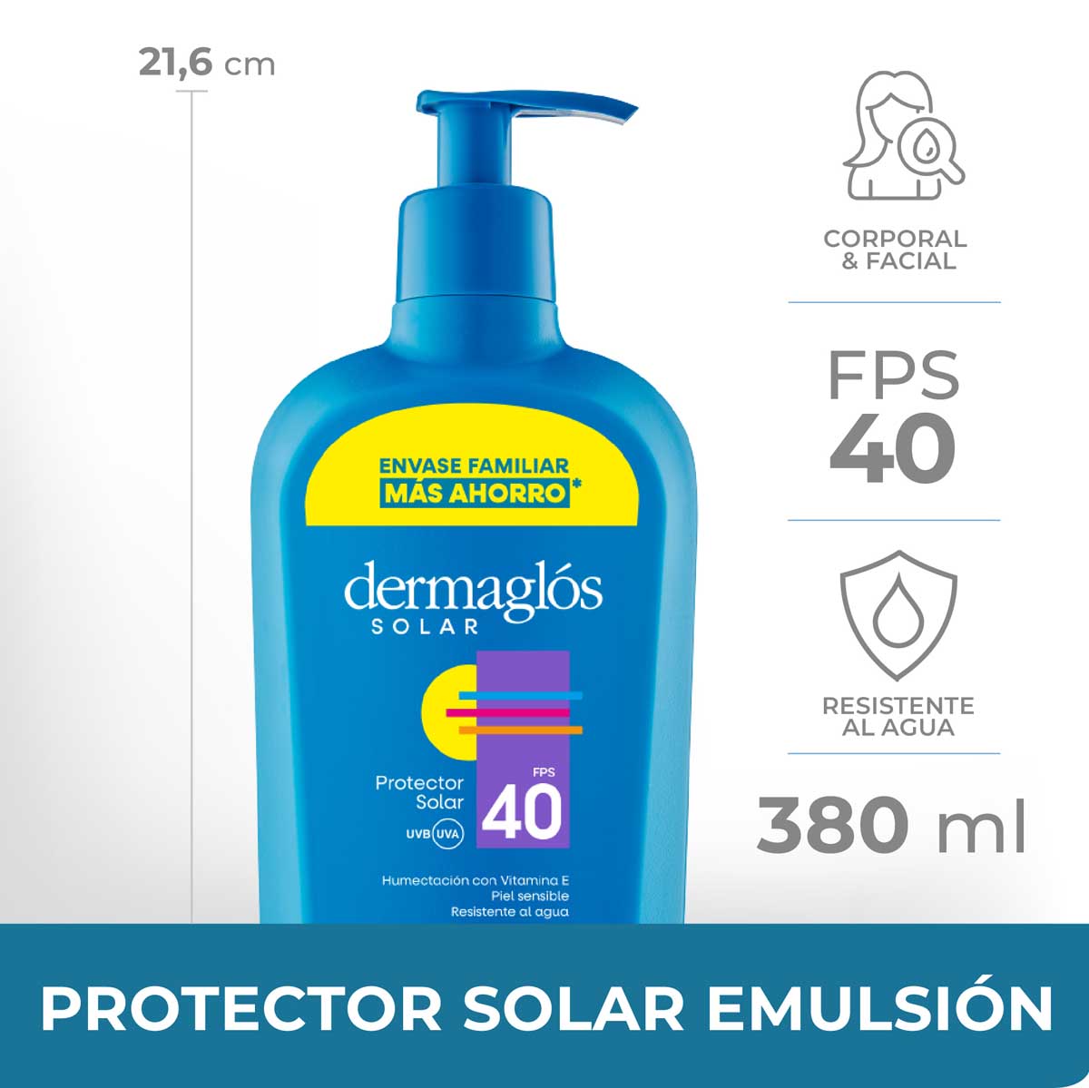 Protector Solar Dermaglós FPS 40 emulsión 380 ml image number 3