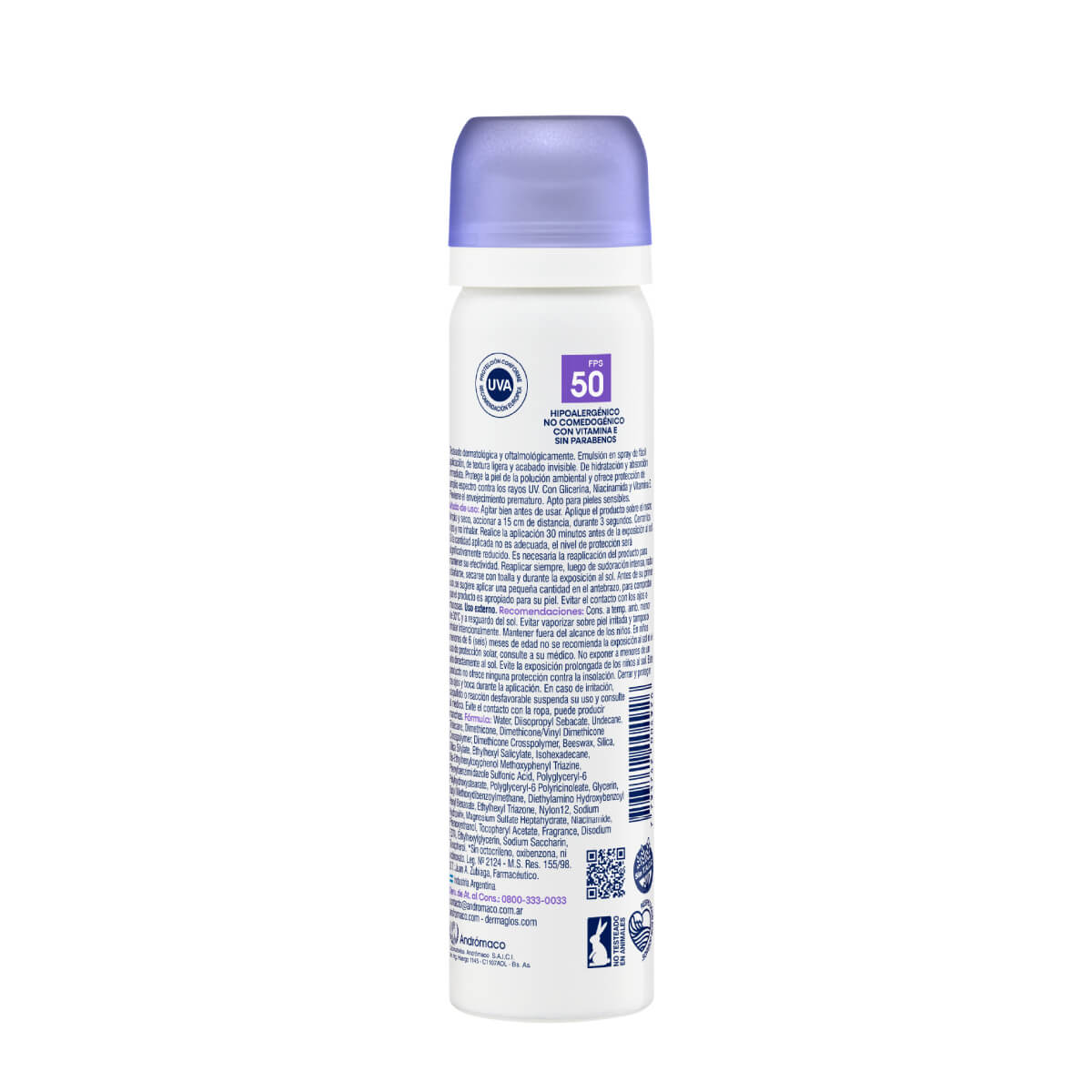 Dermaglós Solar Protector Solar con FPS 50 Bruma Facial Emulsión en Spray Continuo por 75 ml image number 2