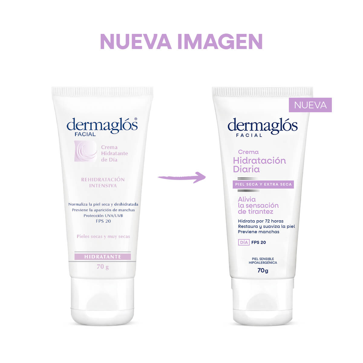 Dermaglós Facial Crema Hidratación Diaria FPS 20 Piel Seca y Extra Seca 70 g image number 2