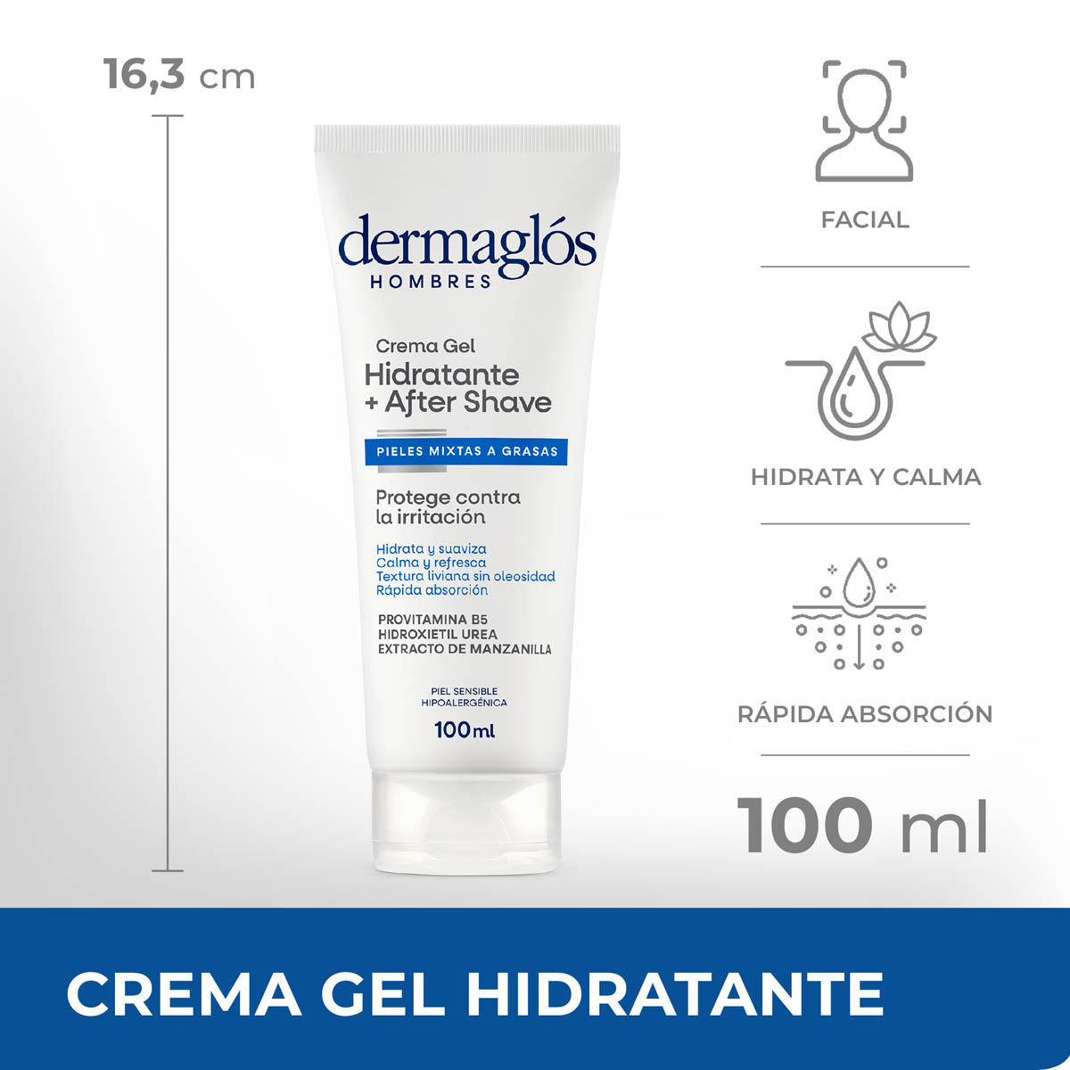 Dermaglós Hombres Crema Gel Hidratante + After Shave 100 ml image number 7