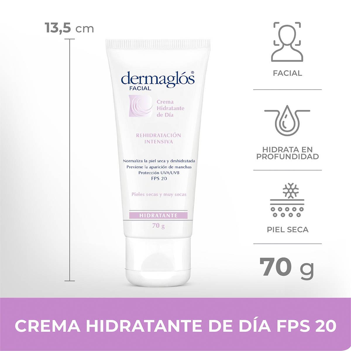 Dermaglós Facial Crema Hidratación Diaria FPS 20 Piel Seca y Extra Seca 70 g