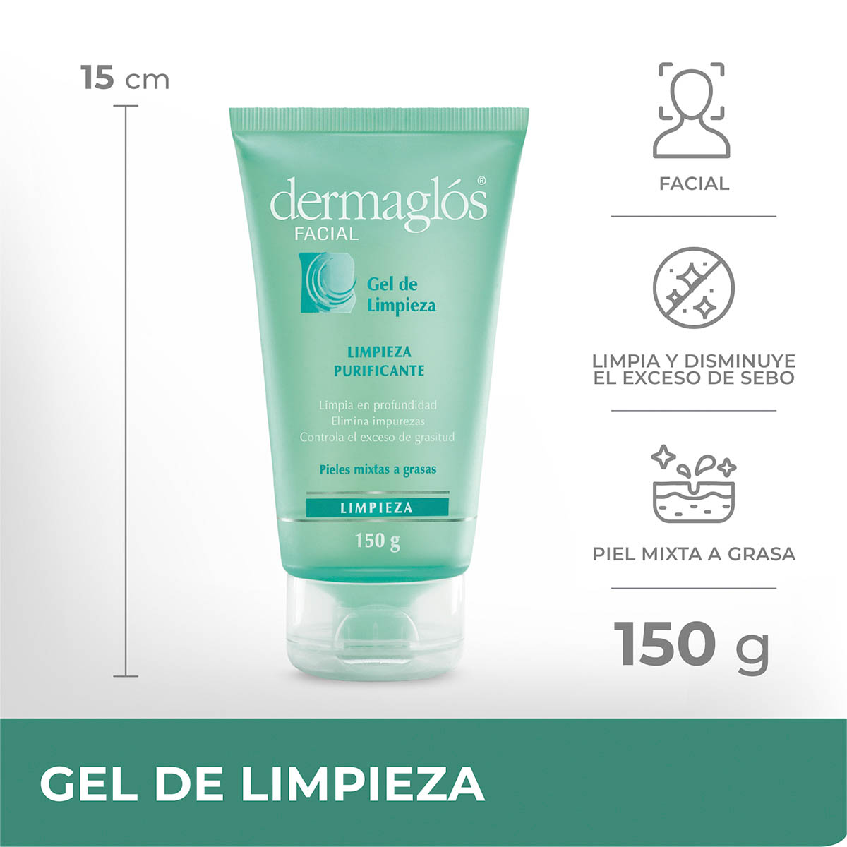 Dermaglós Facial Gel de Limpieza Piel Mixta a Grasa 150 g image number 1