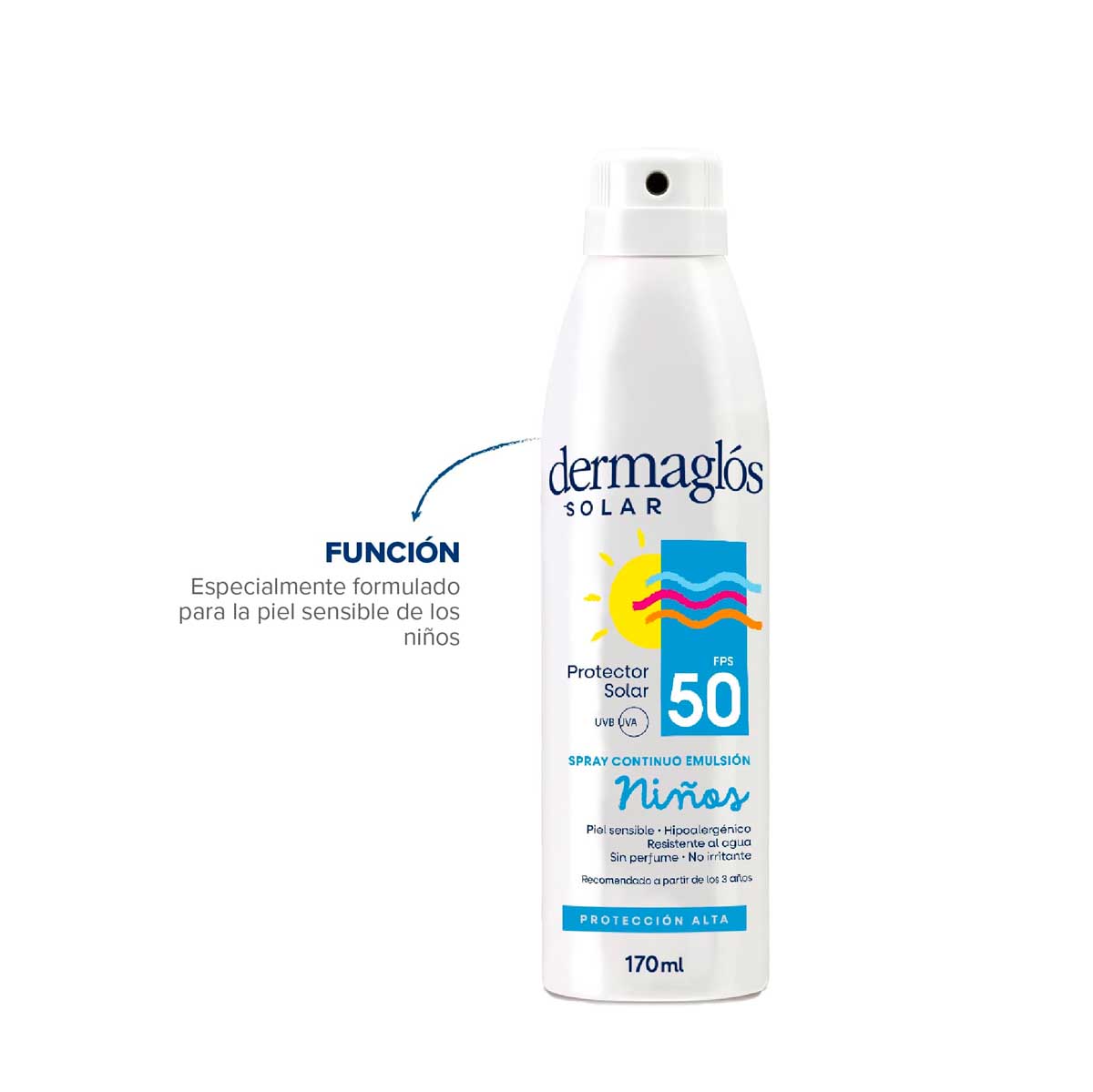 Protector Solar Niños Dermaglós FPS 50 spray continuo 170 ml image number 4