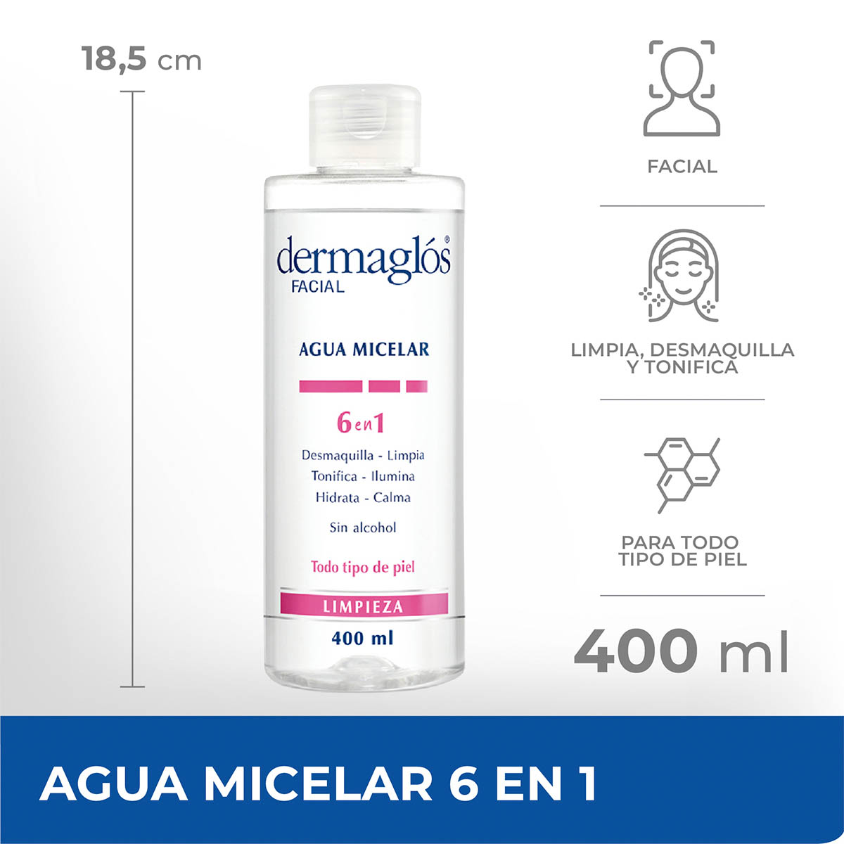 Dermaglós Facial Agua Micelar 400 ml