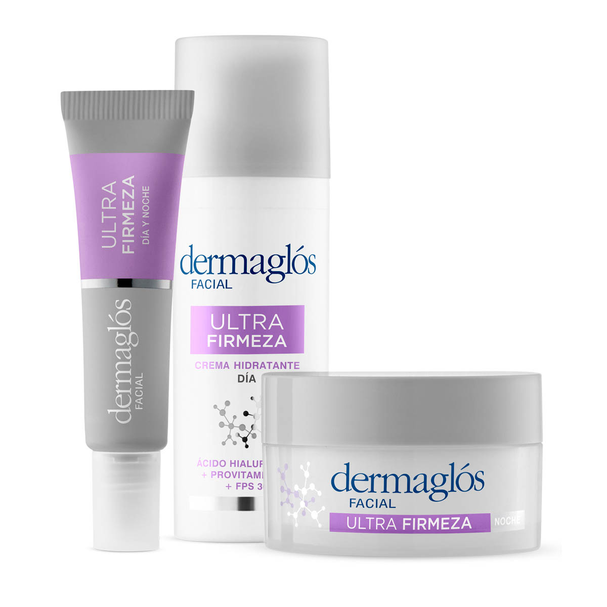 Kit Facial Dermaglós Ultra Firmeza Crema Día y Noche Ojos