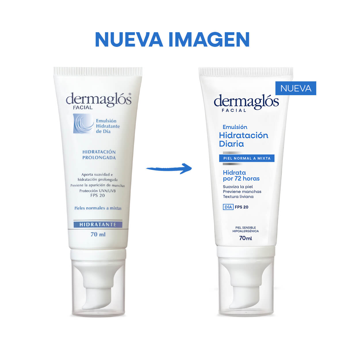 Dermaglós Facial Emulsión Hidratación Diaria FPS 20 Piel Equilibrada a Mixta 70 ml image number 2