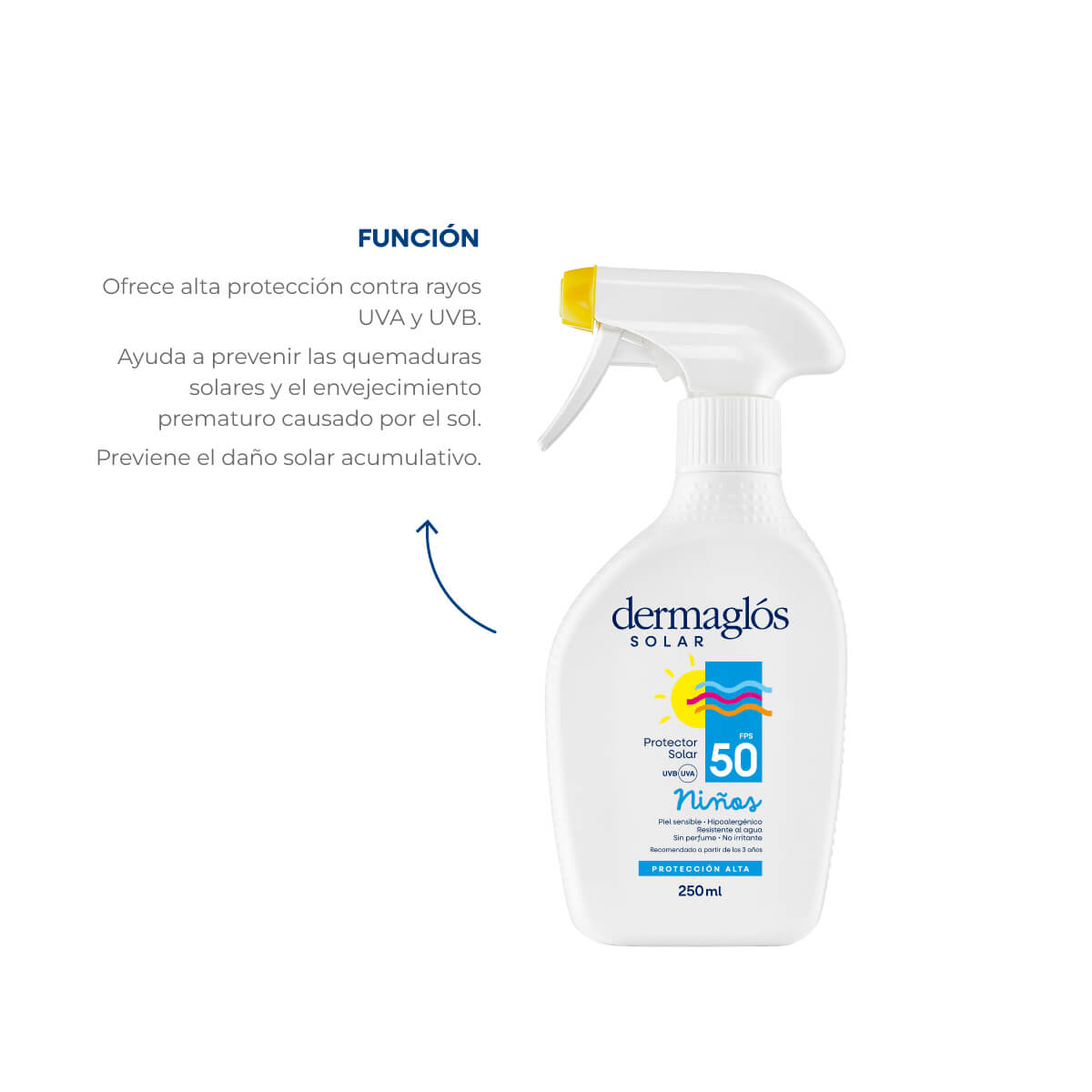 Protector Solar Niños Dermaglós FPS 50 Gatillo 250 ml image number 3