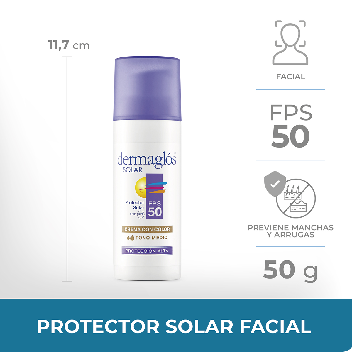 Protector Solar Facial Dermaglós FPS 50 Tono 2 crema 50 g image number 1