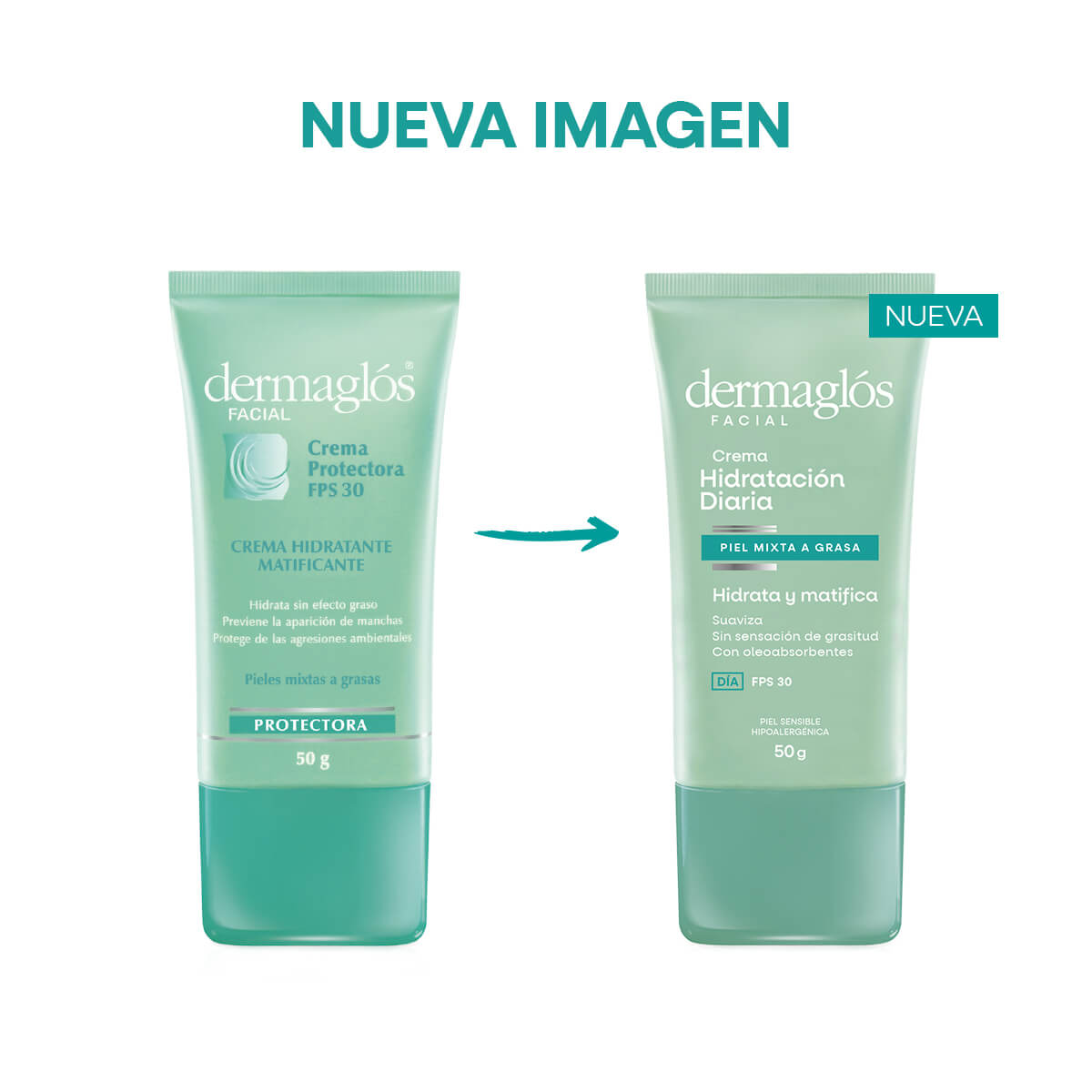 Dermaglós Facial Crema Hidratación Diaria FPS 30 Piel Mixta a Grasa 50 g image number 2