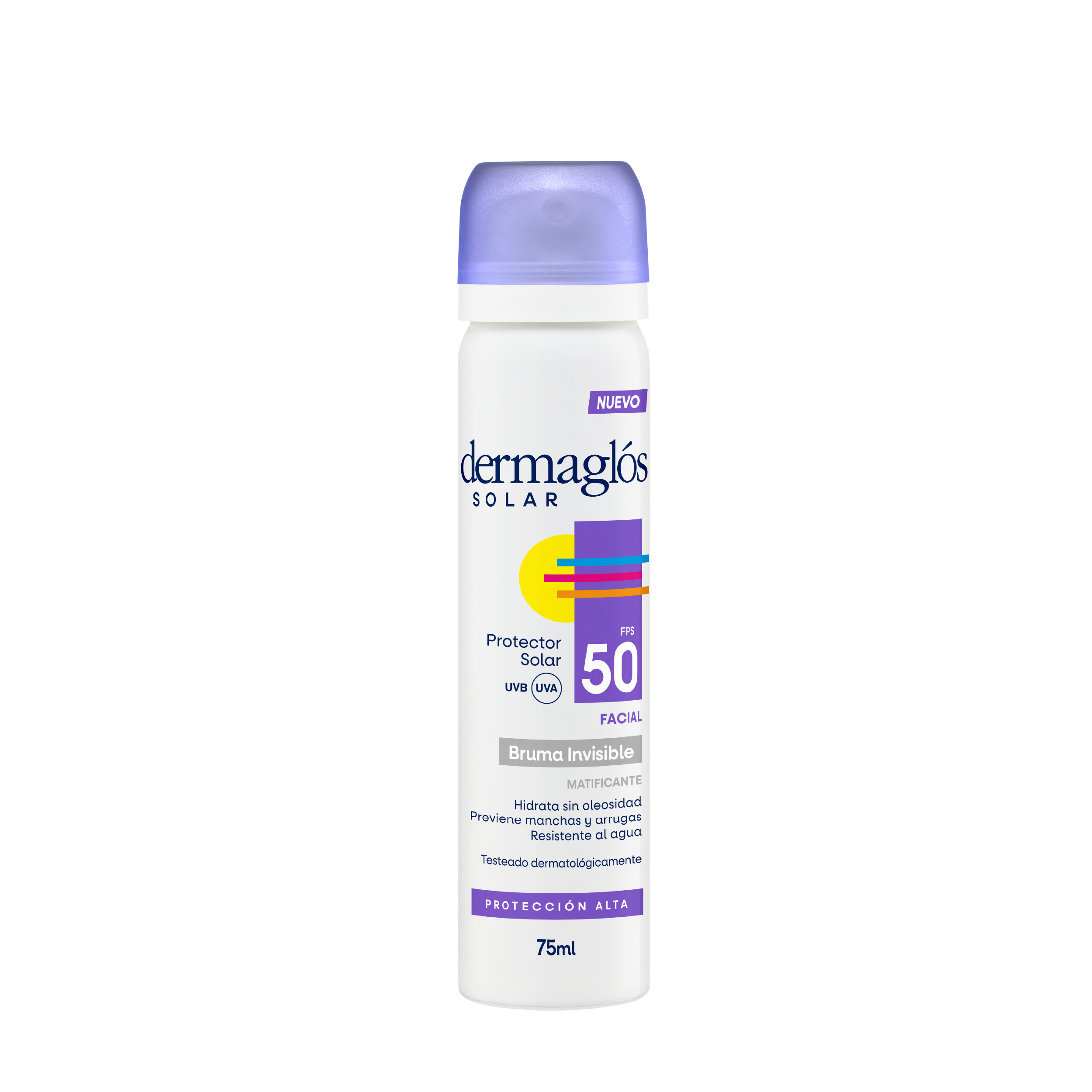 Dermaglós Solar Protector Solar con FPS 50 Bruma Facial Emulsión en Spray Continuo por 75 ml