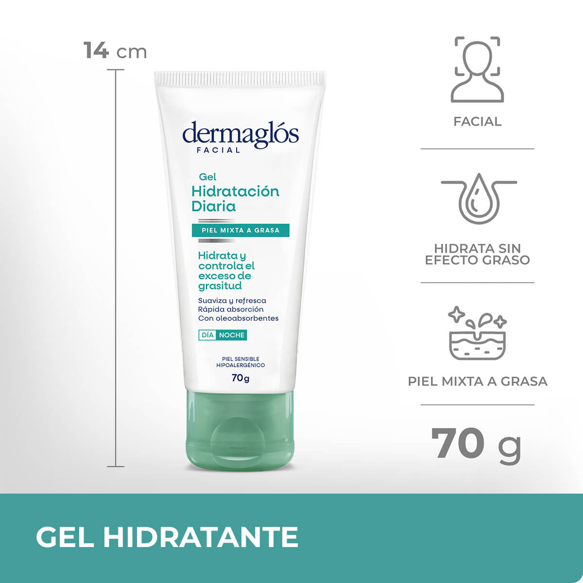 Dermaglós Facial Gel Hidratación Diaria Piel Mixta a Grasa 70 g image number 9