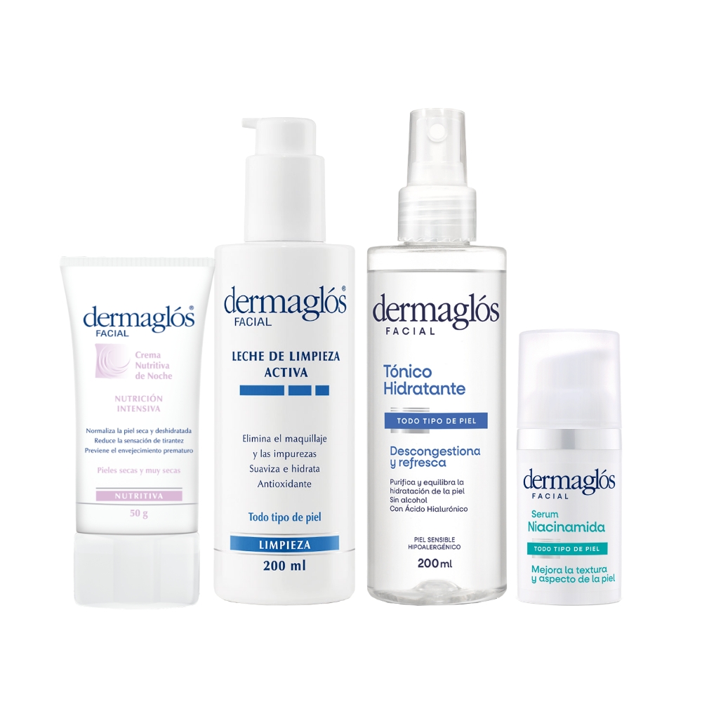 Kit Facial Dermaglós Rutina Piel Seca + Serum Niacinamida
