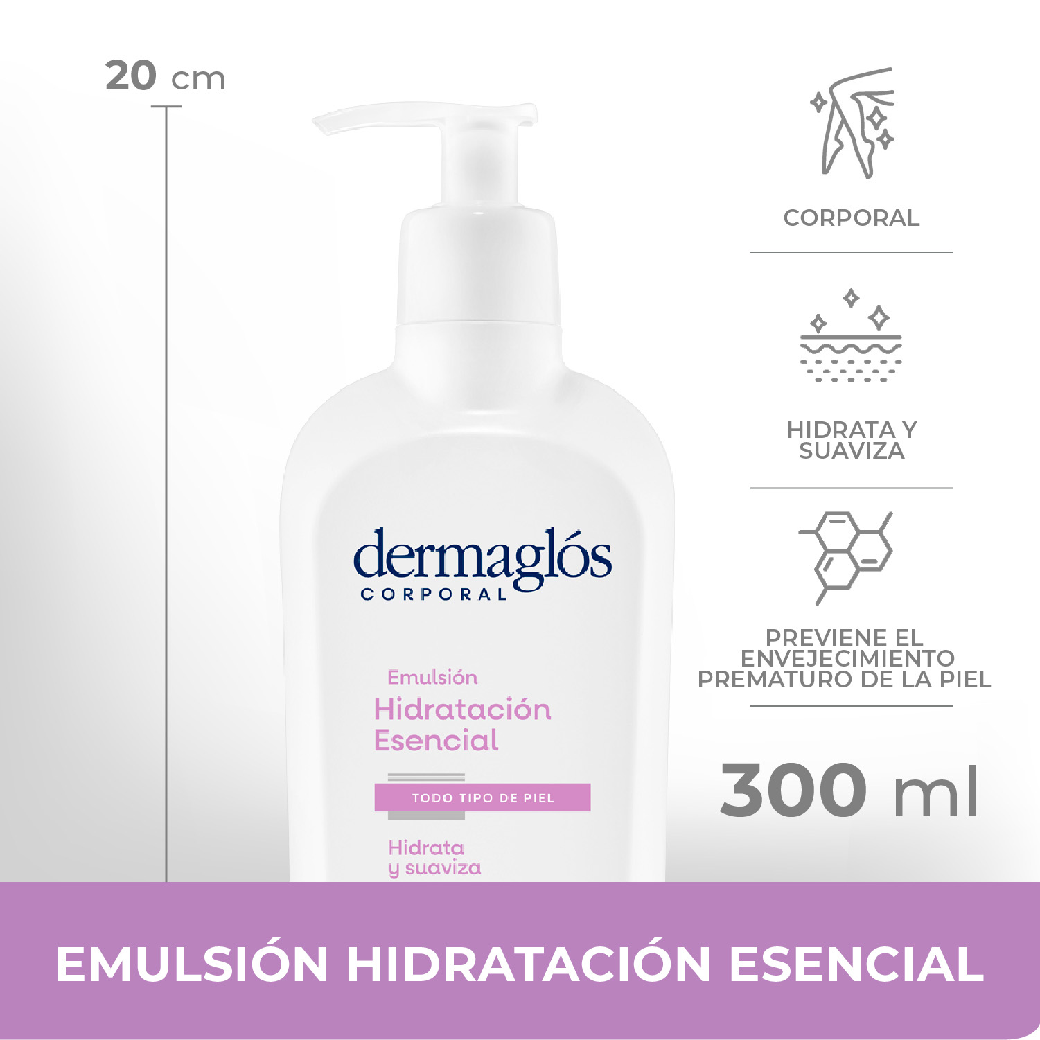 Dermaglós Corporal Emulsión Hidratación Esencial 300 ml image number 1