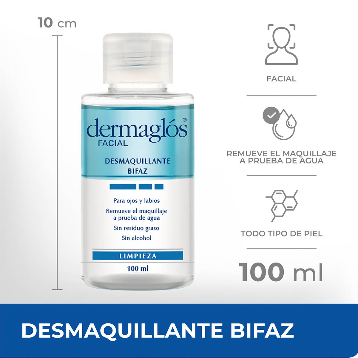 Dermaglós Facial Desmaquillante Bifaz de Ojos 100 ml image number 1