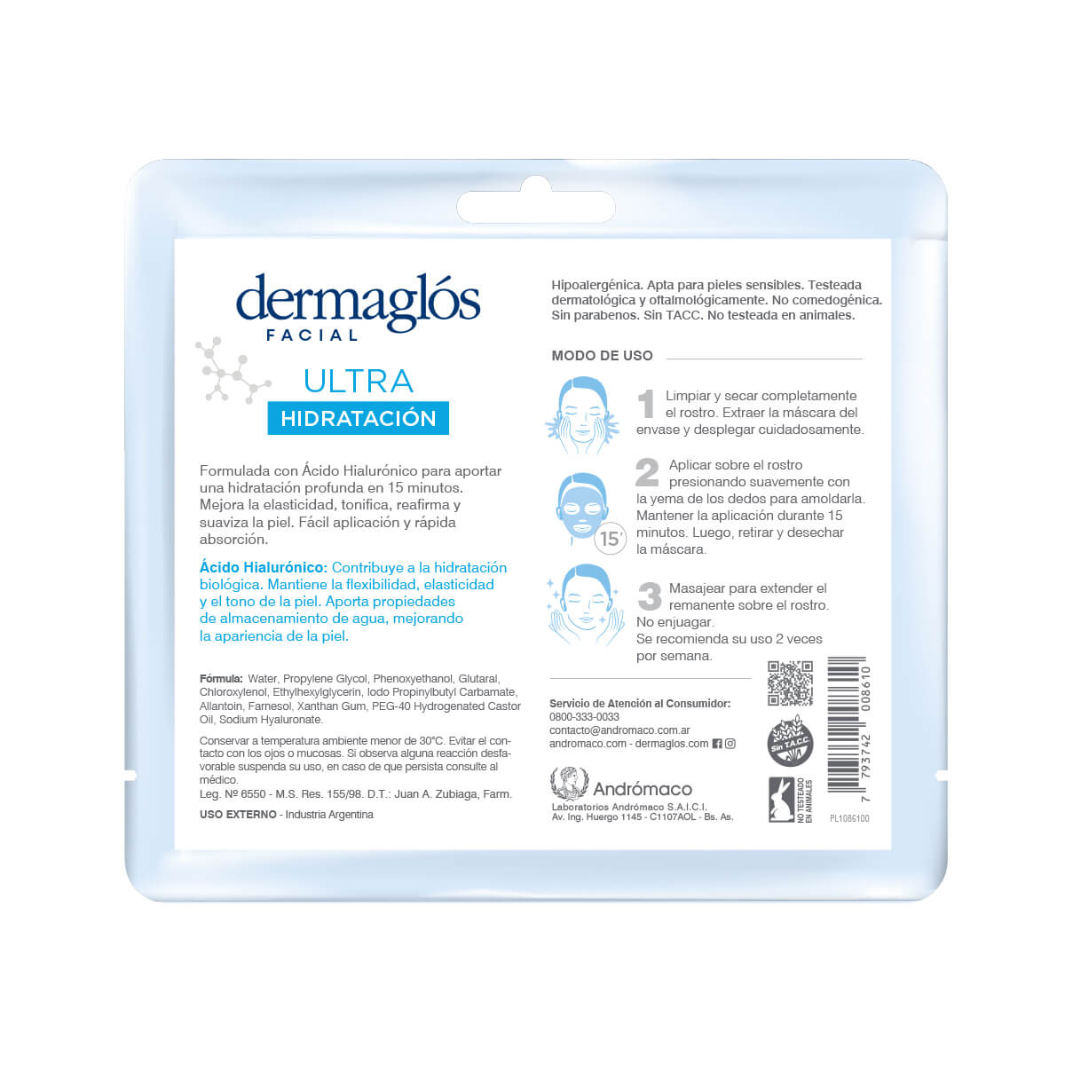 Máscara de Tela Dermaglós Ultra Hidratación 15ml