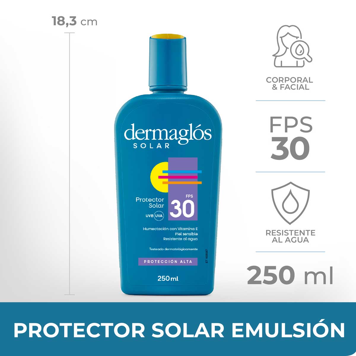 Dermaglós Solar Protector Solar con FPS 30 250 ml image number 6