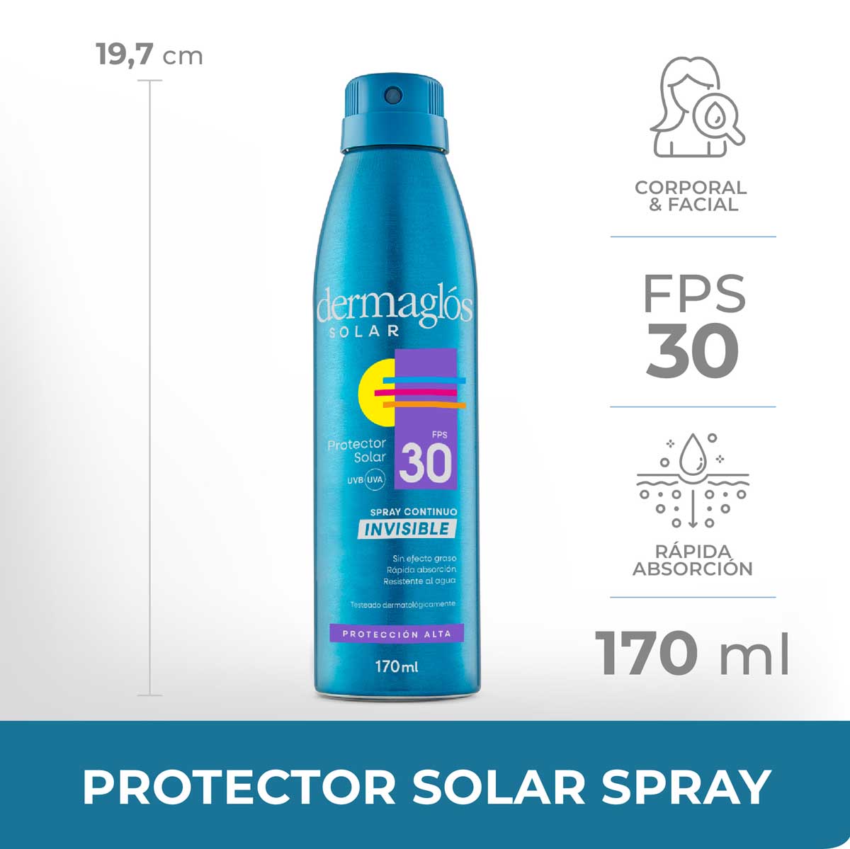 Dermaglós Solar Protector Solar con FPS 30 Invisible 170 ml image number 6